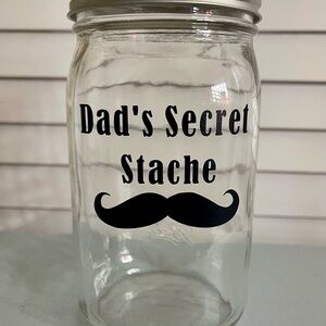 Dad's Secret Stache Glass Jar